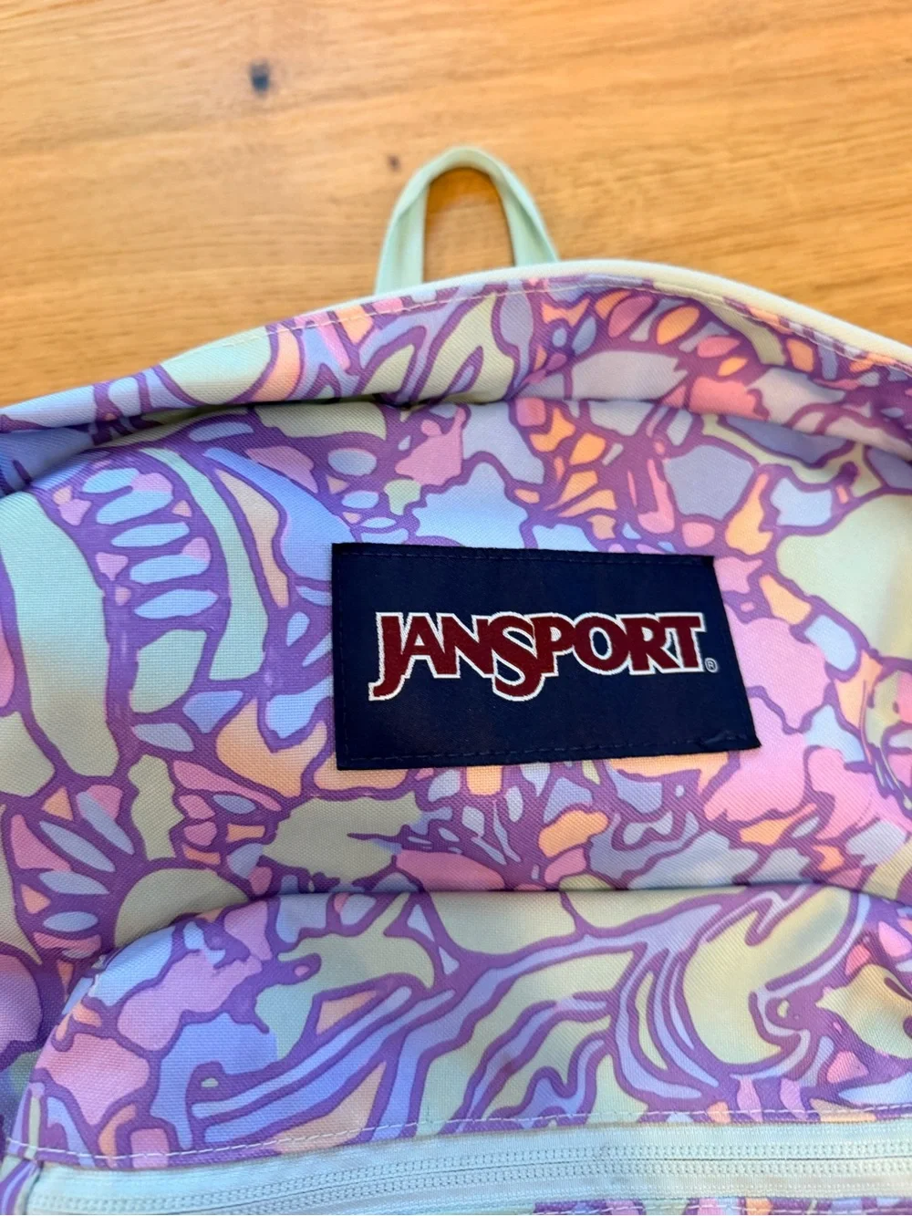 Jansport Pastel Abstract Backpack in Lavender, Pink & Cream